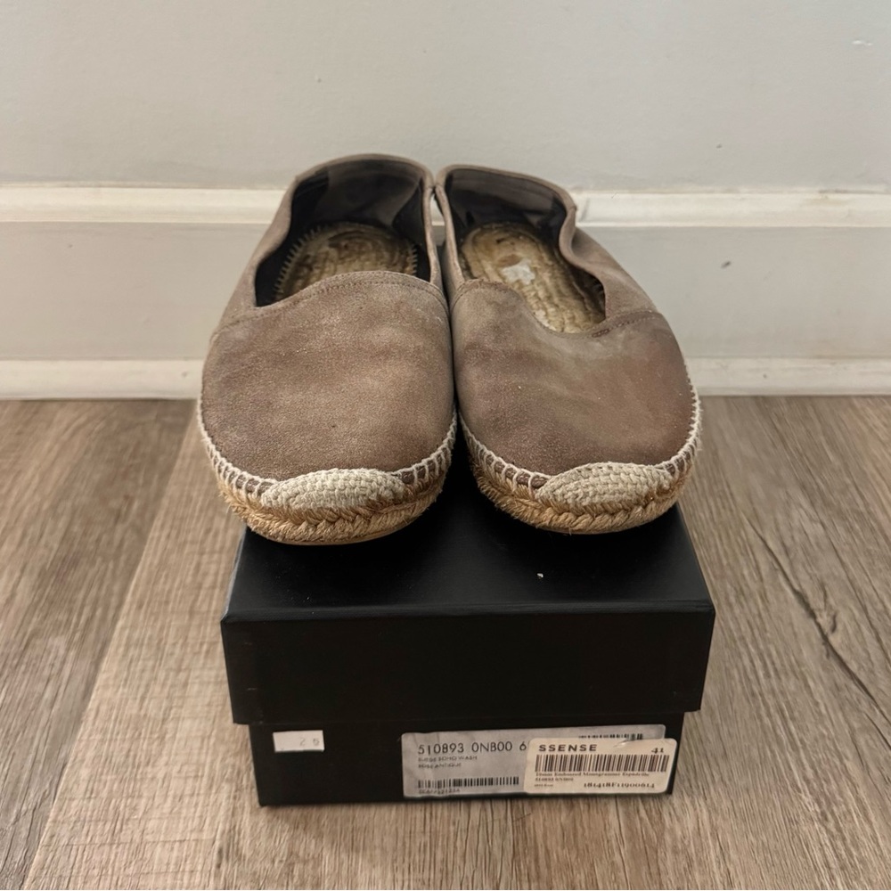 Saint Laurent Tan Gray Suede Espadrilles